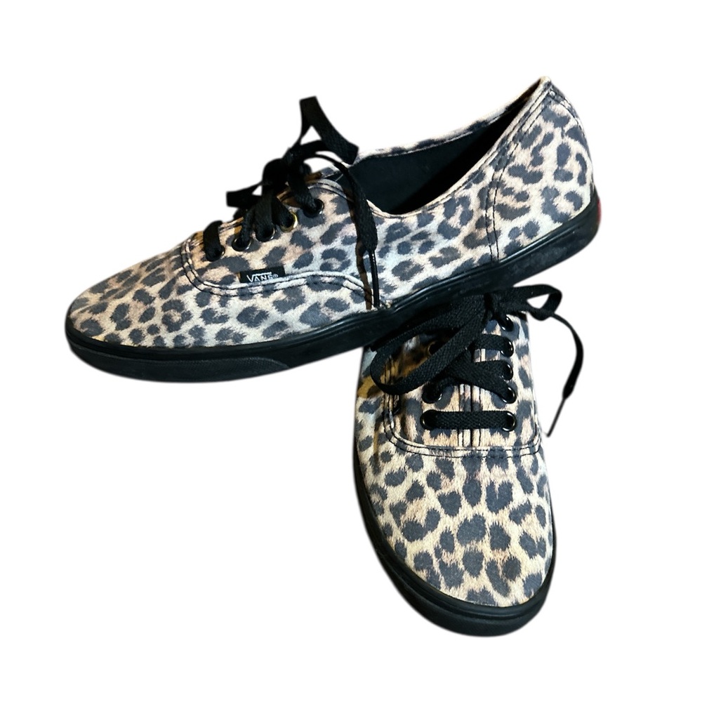 Vans Women's Black and Cream Leopard Sneakers - Picture 2 of 6